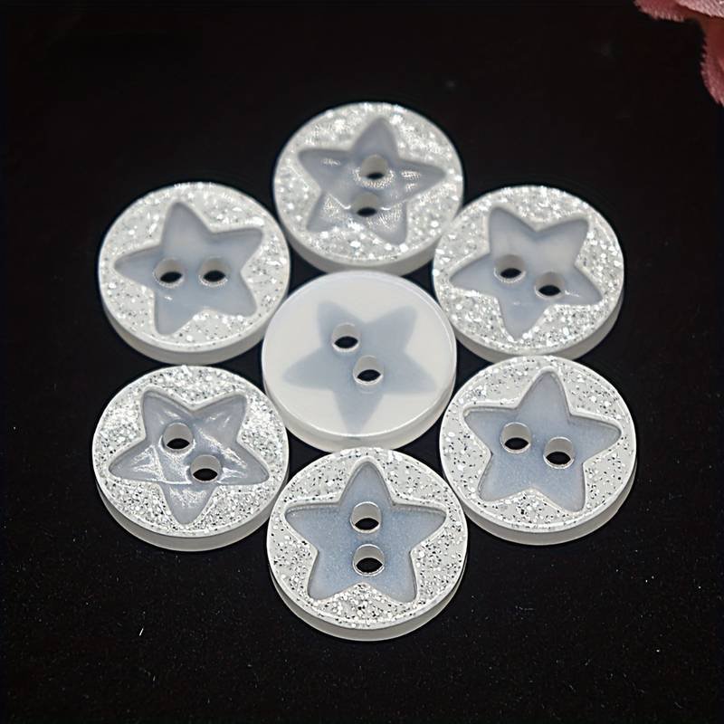 Sparkle Star Resin Buttons 24L (15mm)